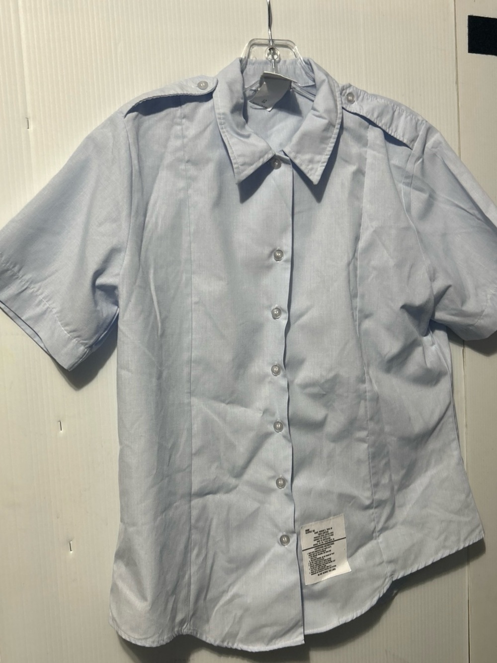 Women's Light Blue Short Sleeve Button-Down Shirt